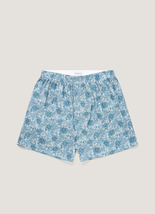 Mens Classic Boxer Shorts In Liberty Fabric In Stone Blue Floral Mbox4701L Buxb