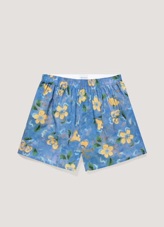 Mens Classic Boxer Short In Liberty Fabric In Blue Tulip Mbox4701L Buxc