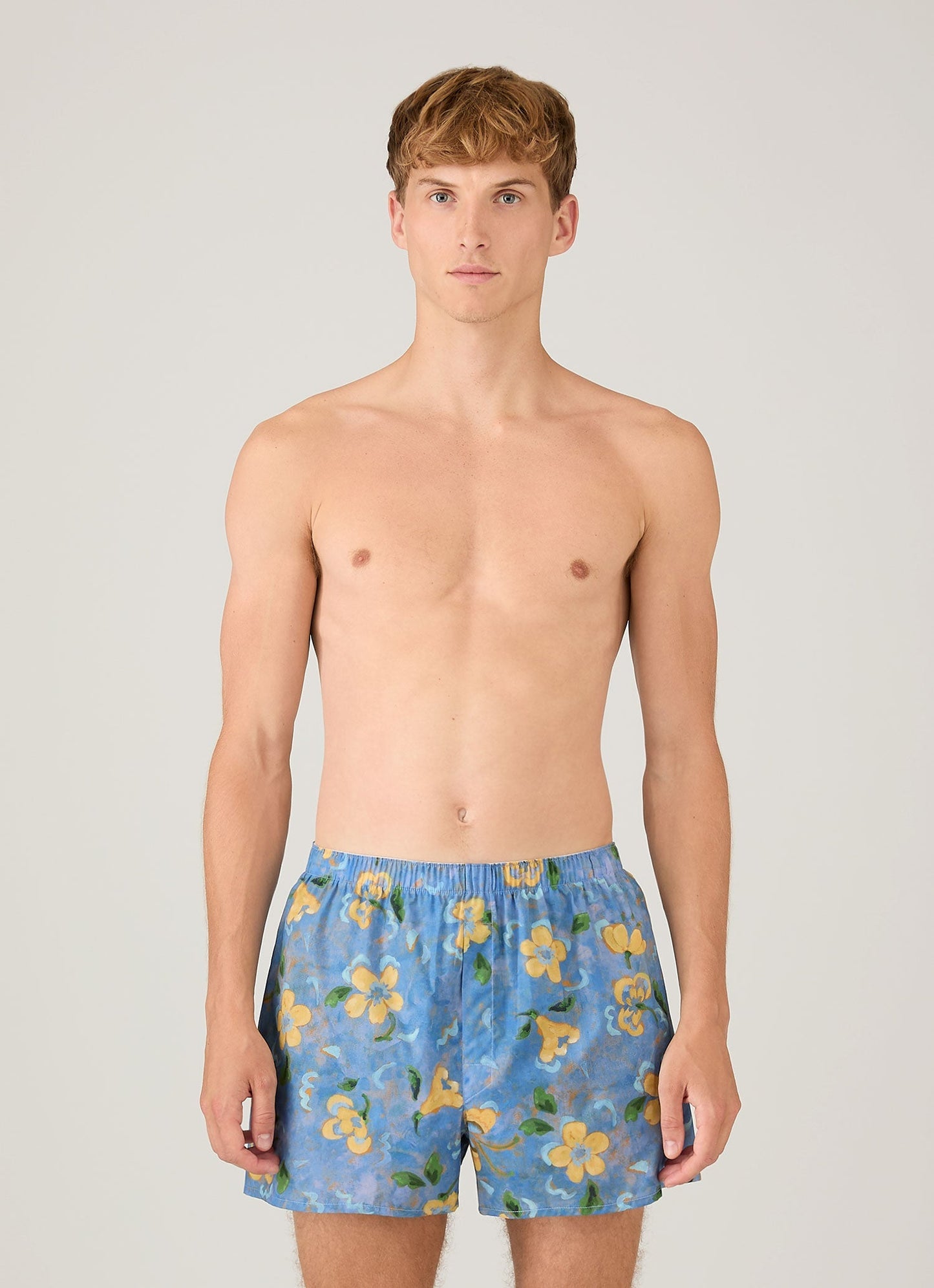 Mens Classic Boxer Short In Liberty Fabric In Blue Tulip Mbox4701L Buxc