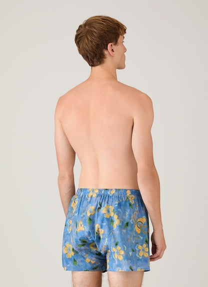 Mens Classic Boxer Short In Liberty Fabric In Blue Tulip Mbox4701L Buxc