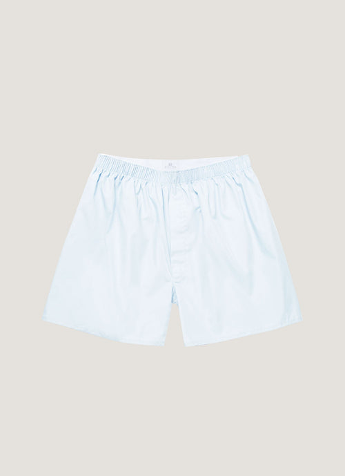 Men Poplin Cotton Long Cut Boxer Short In Blue Mbox4702 Buan