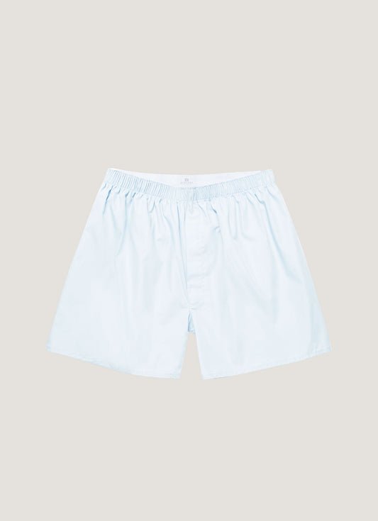 Men Poplin Cotton Long Cut Boxer Short In Blue Mbox4702 Buan