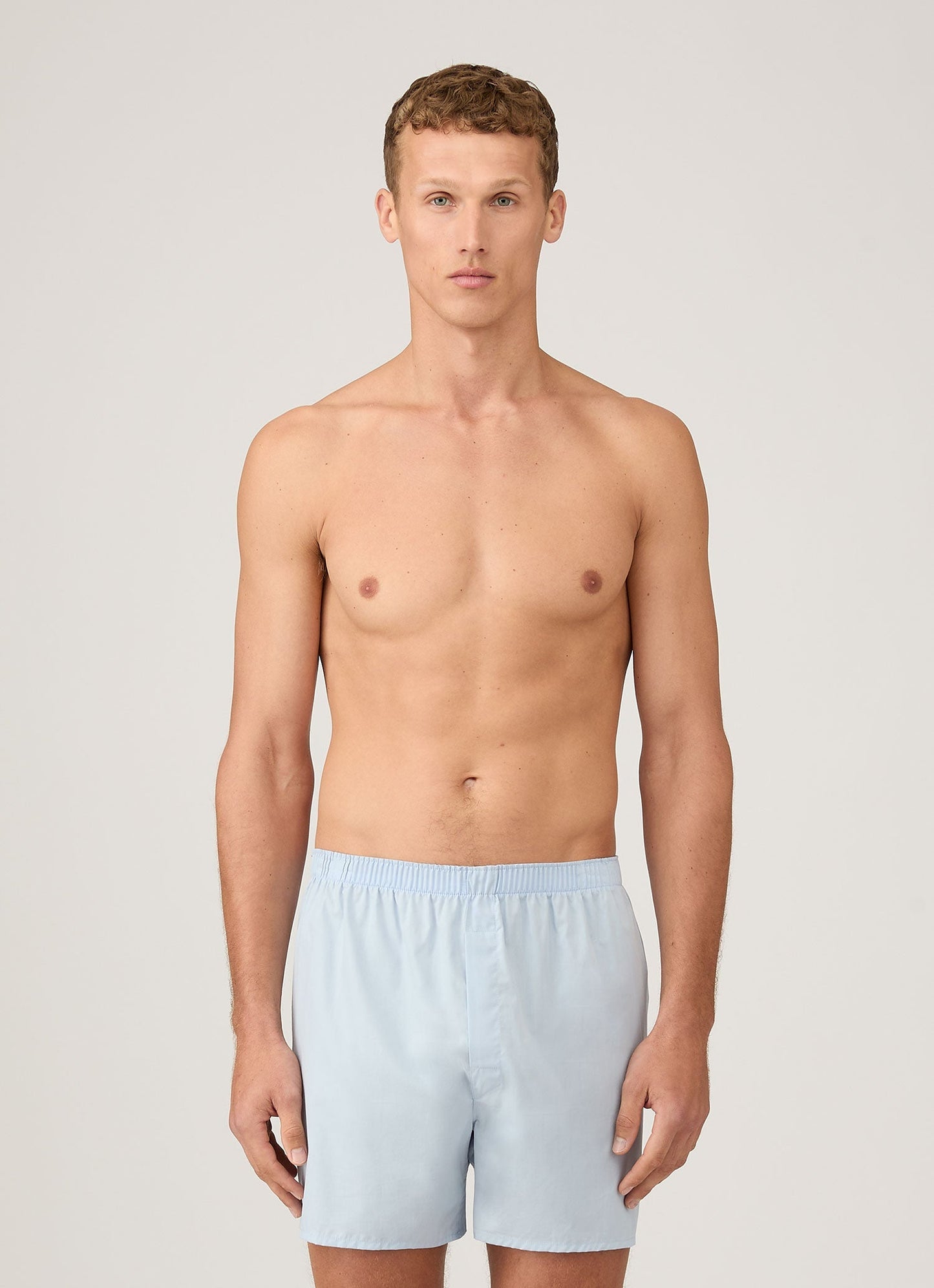 Men Poplin Cotton Long Cut Boxer Short In Blue Mbox4702 Buan