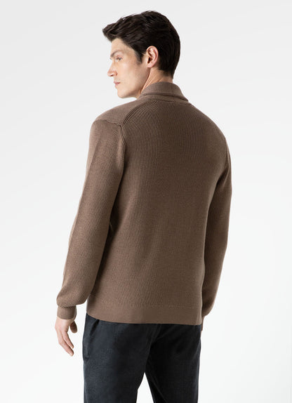 Mens Ribbed Shawl Neck Cardigan In Cedar Mcar8222 Breh