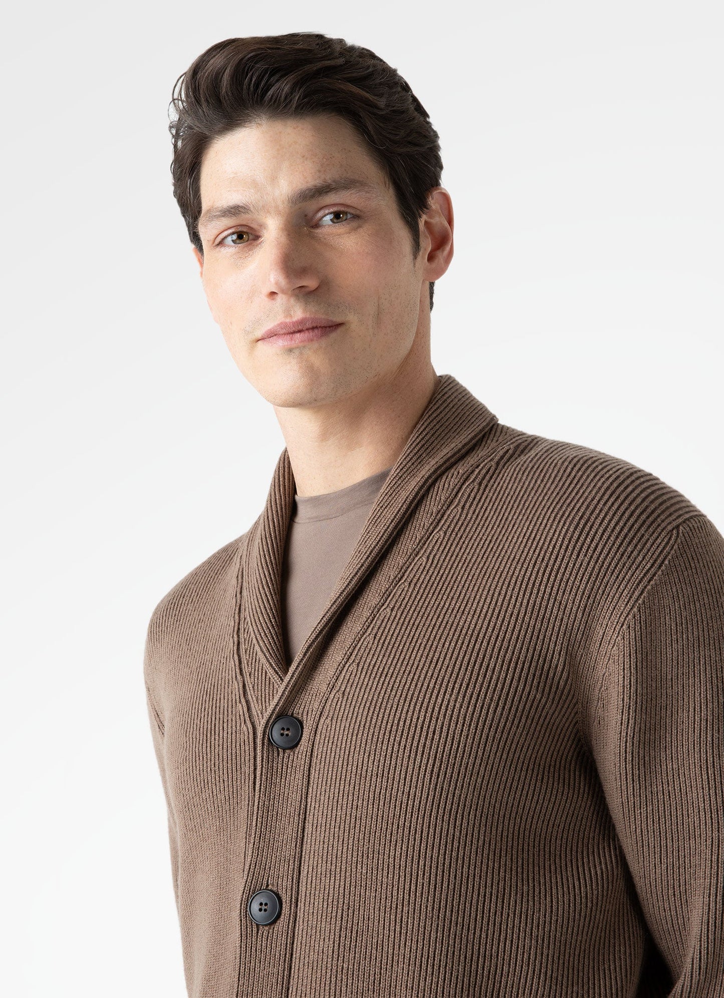 Mens Ribbed Shawl Neck Cardigan In Cedar Mcar8222 Breh