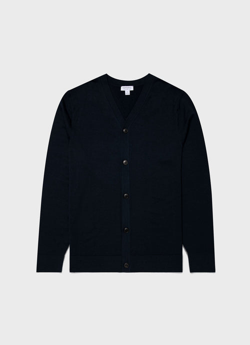 Mens Merino Cardigan In Light Navy Mcar8223 Buaf
