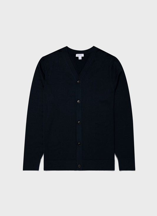 Mens Merino Cardigan In Light Navy Mcar8223 Buaf