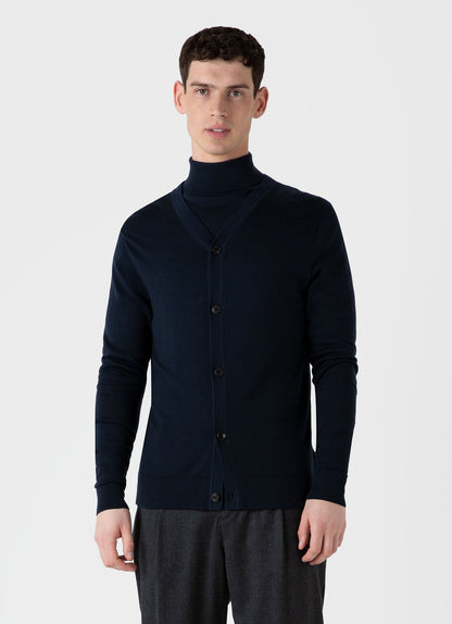 Mens Merino Cardigan In Light Navy Mcar8223 Buaf