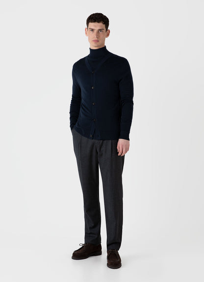 Mens Merino Cardigan In Light Navy Mcar8223 Buaf