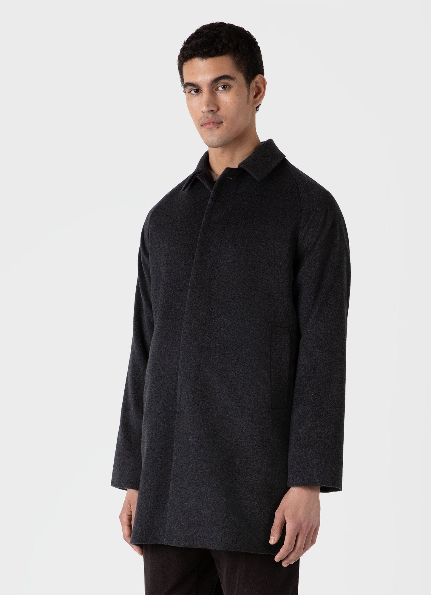 Mens Cashmere Car Coat In Charcoal Melange Mcoa7327 Gyad
