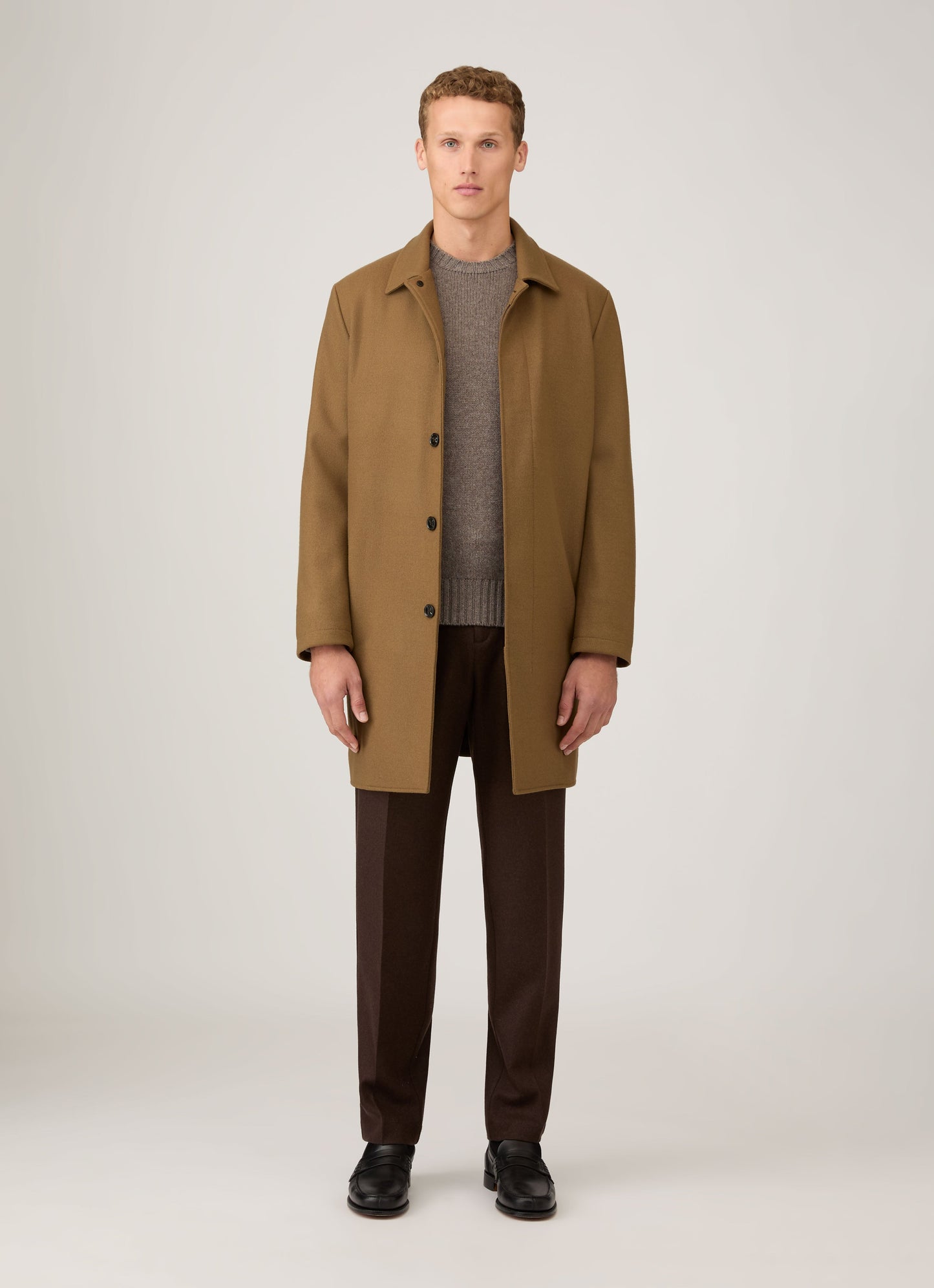 Mens Boiled Wool Coat In Mole Mcoa7334 Brgi