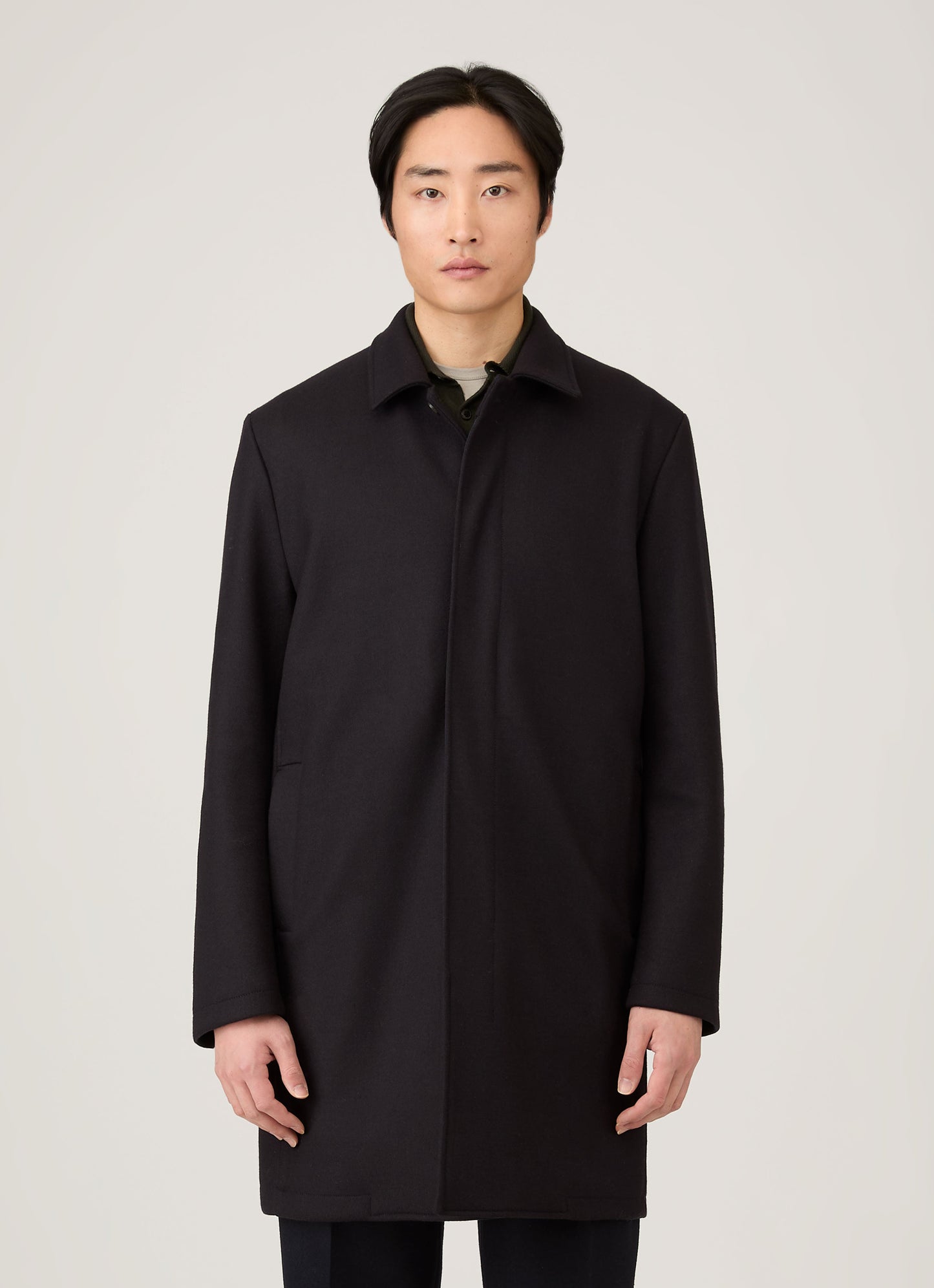 Mens Boiled Wool Coat In Navy Mcoa7334 Buaa