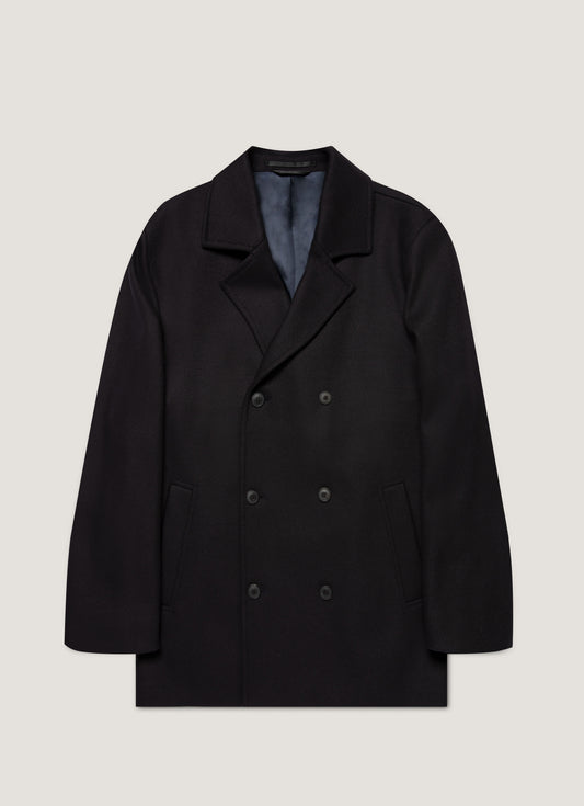 Mens Boiled Wool Pea Coat In Navy Mcoa7335 Buaa