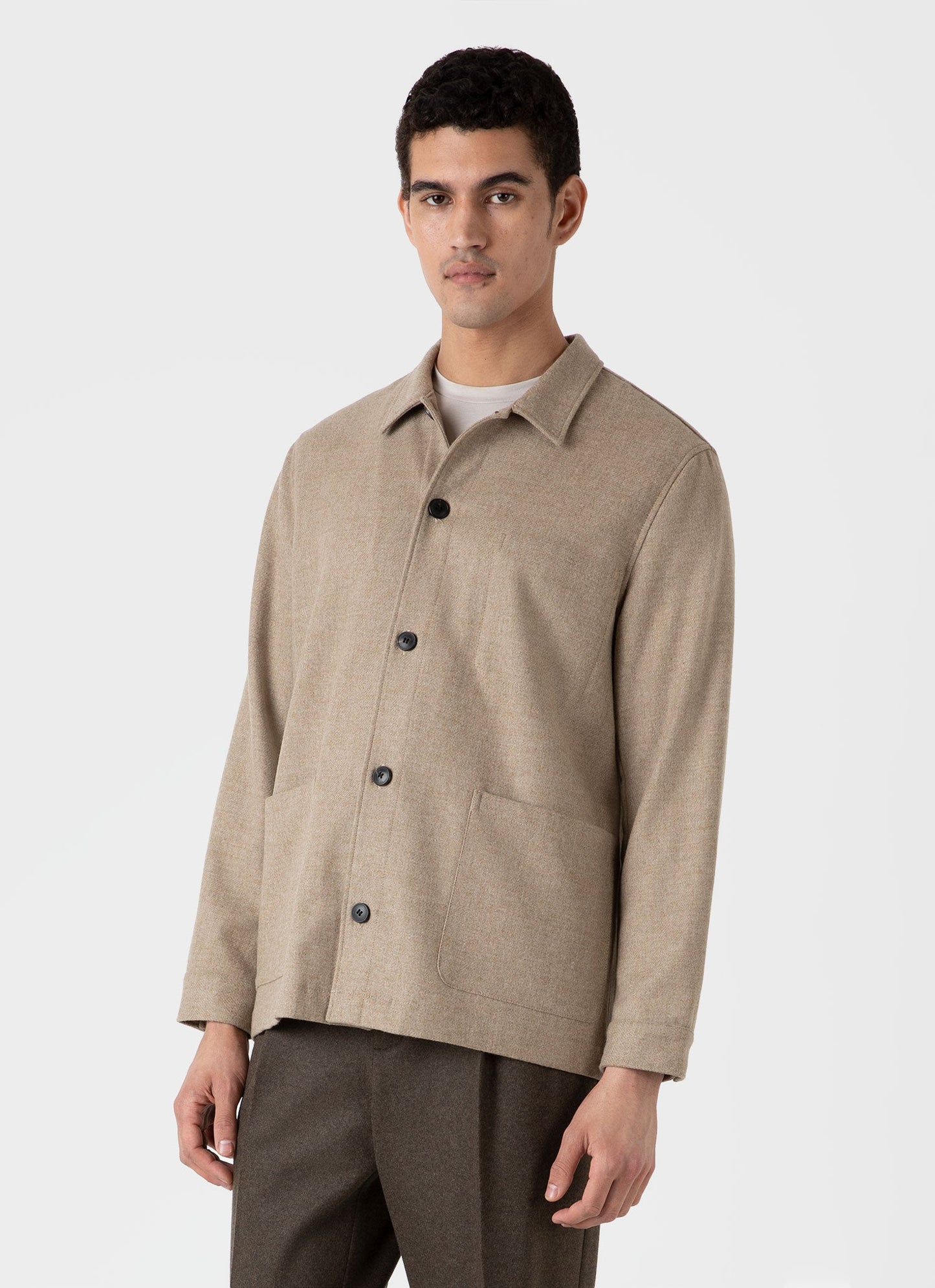 Mens Wool Twin Pocket Jacket In Sandstone Mjac7065 Brfc