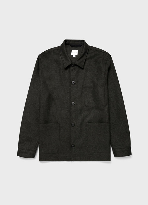 Mens Wool Twin Pocket Jacket In Drill Green Mjac7065 Gnhv