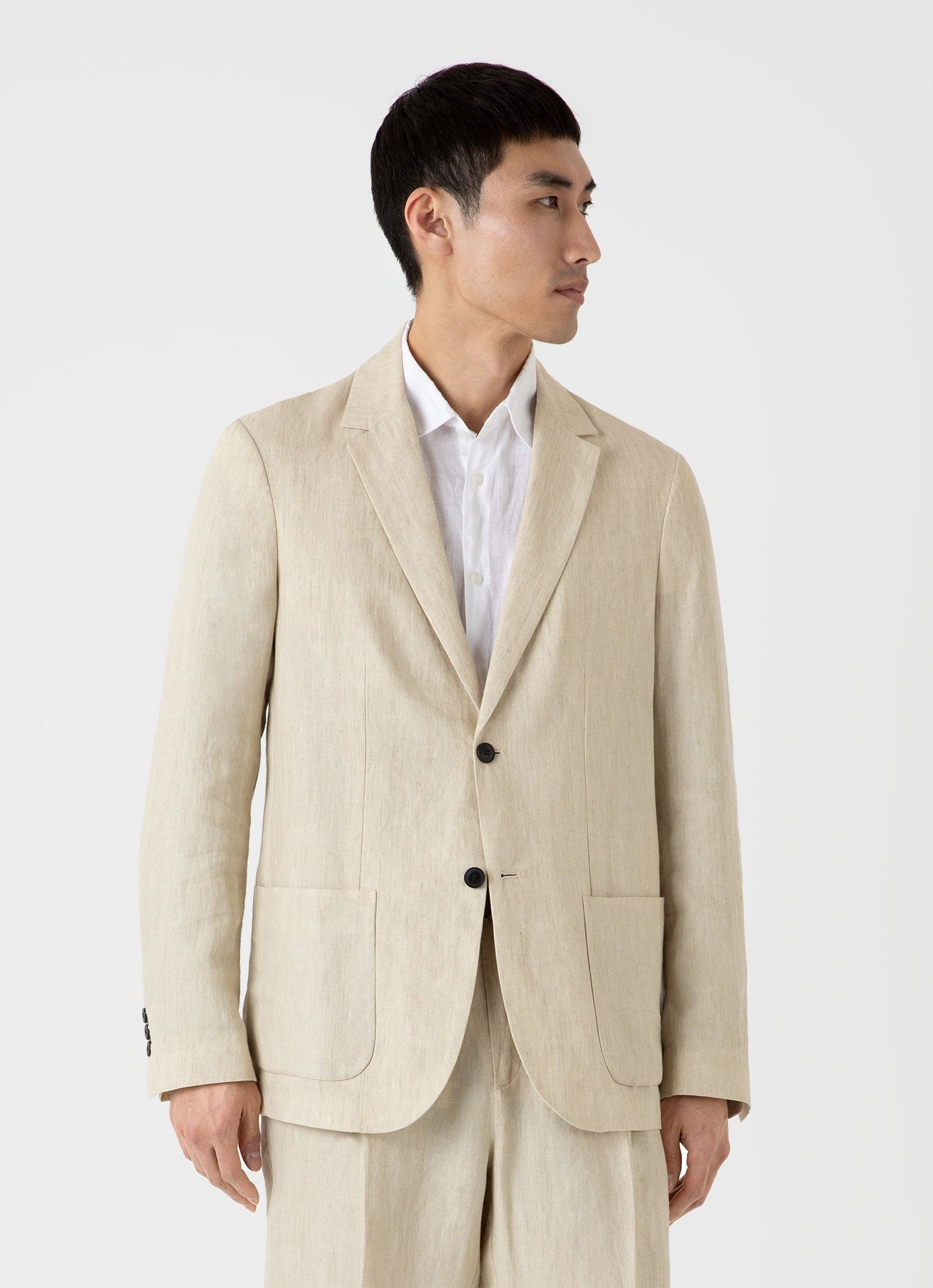 Mens Linen Unstructured Blazer In Light Sand Mjac7075 Brdv