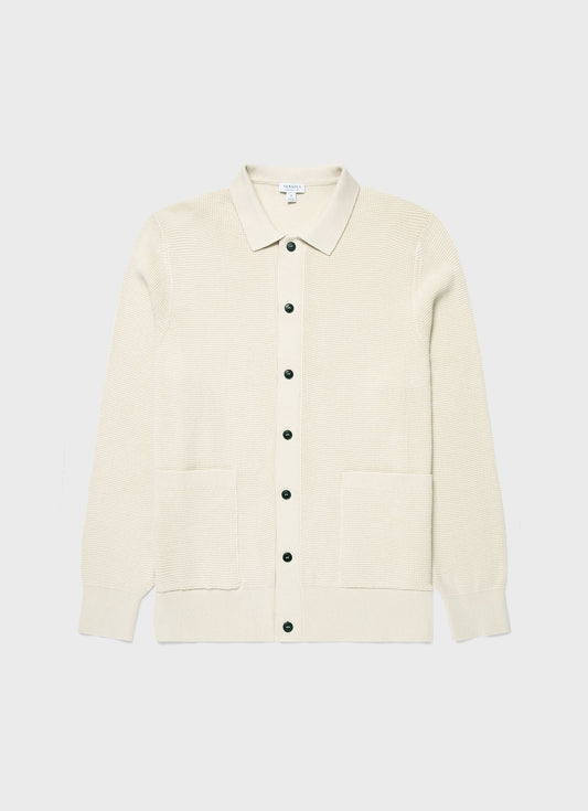 Men's Waffle Stitch Jacket in Ecru