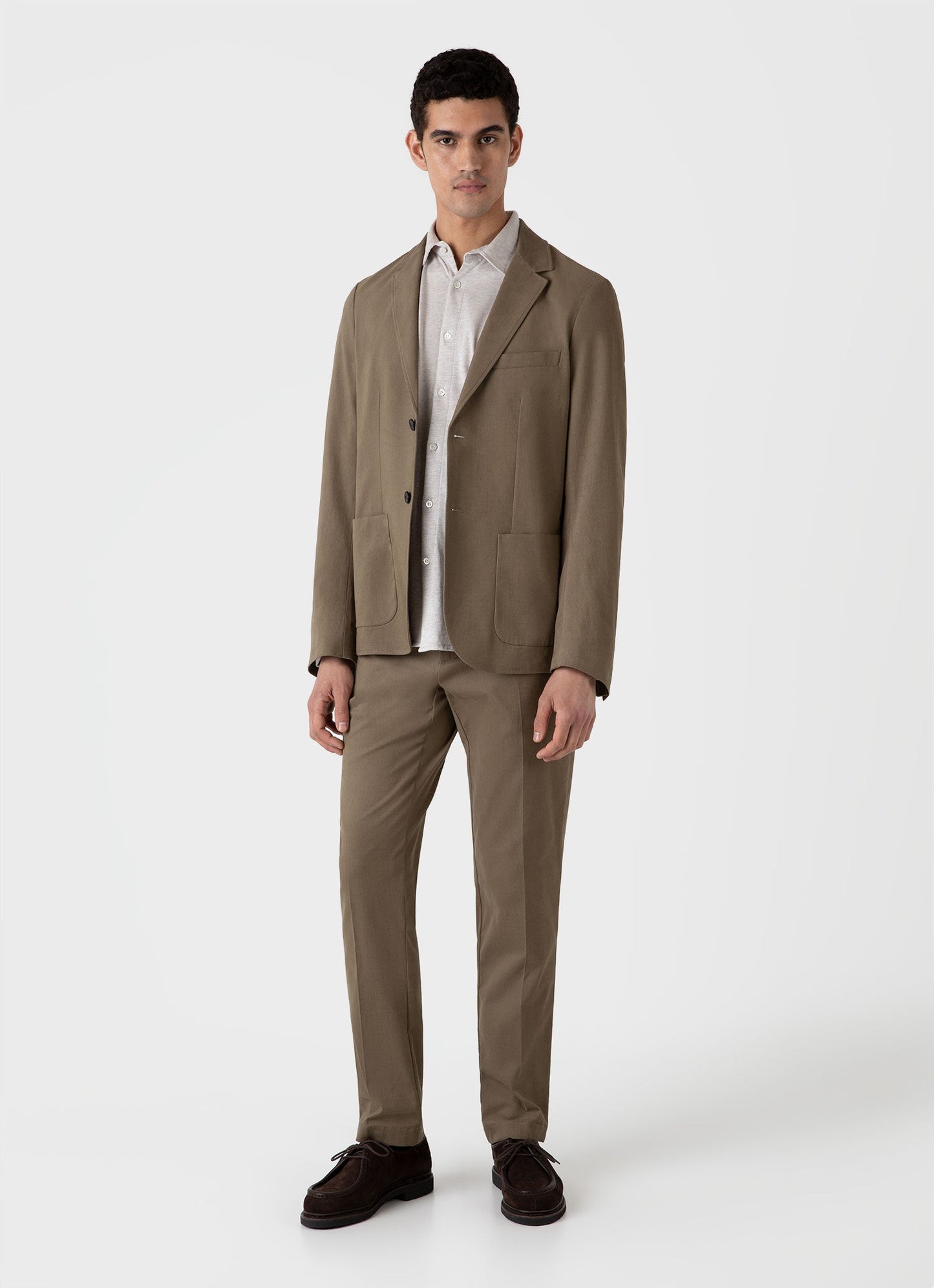 Mens Brushed Cotton Wool Blazer In Sandstone Mjac7135 Brfc