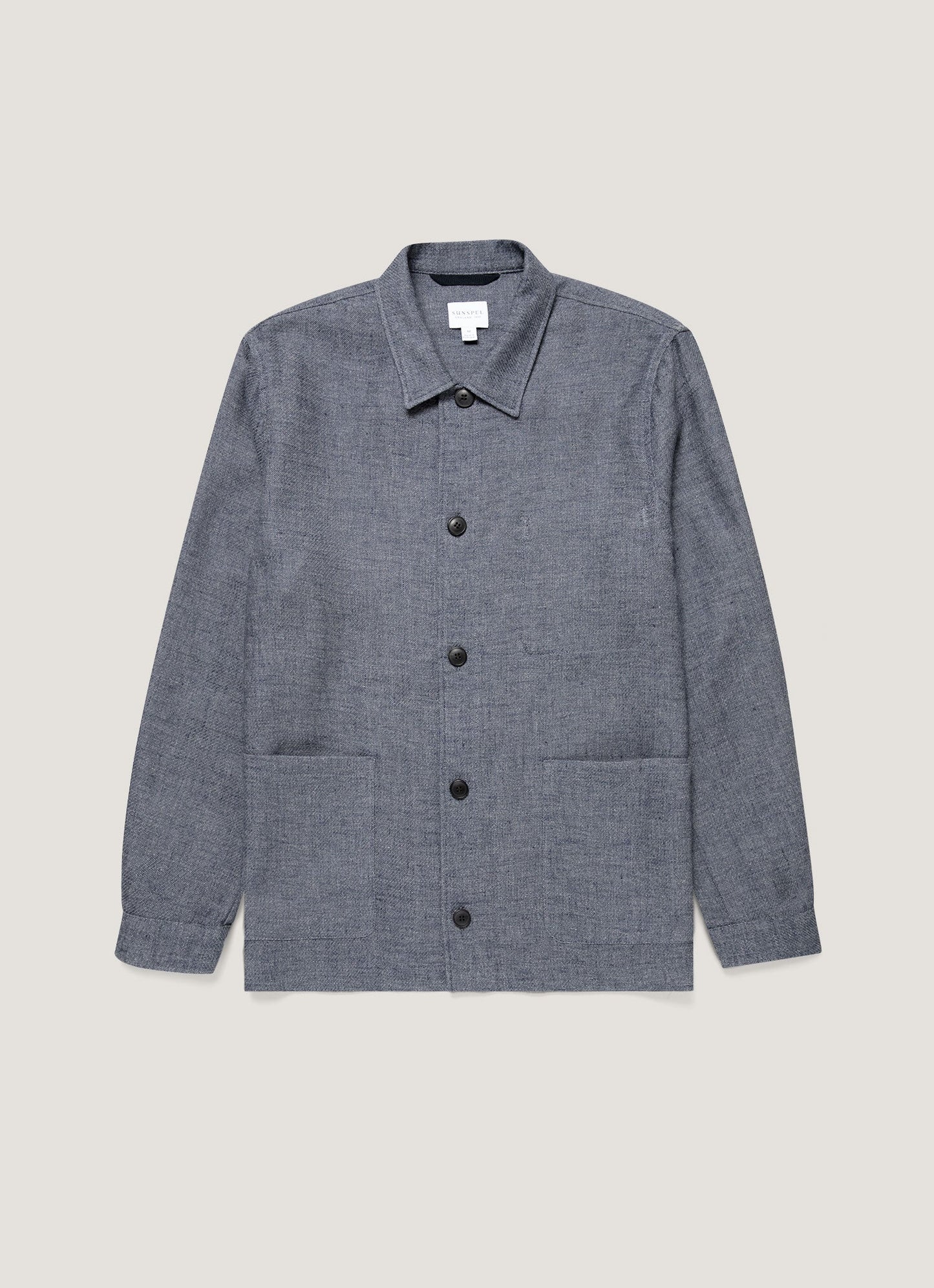 Mens Cotton Linen Twill Twin Pocket Jacket In Denim Blue Mjac7166 Buds