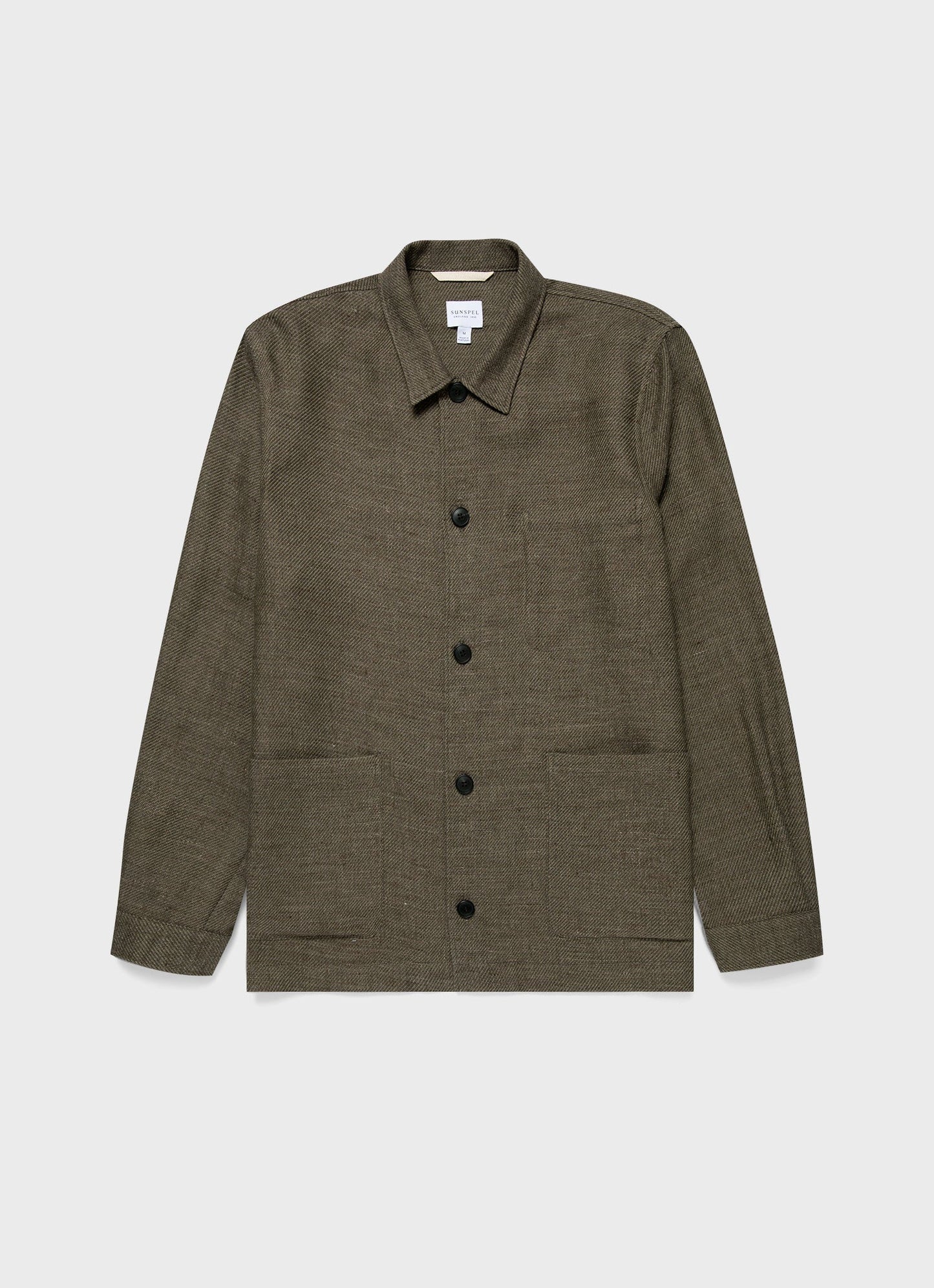 Mens Cotton Linen Twill Twin Pocket Jacket In Khaki Mjac7166 Gngy