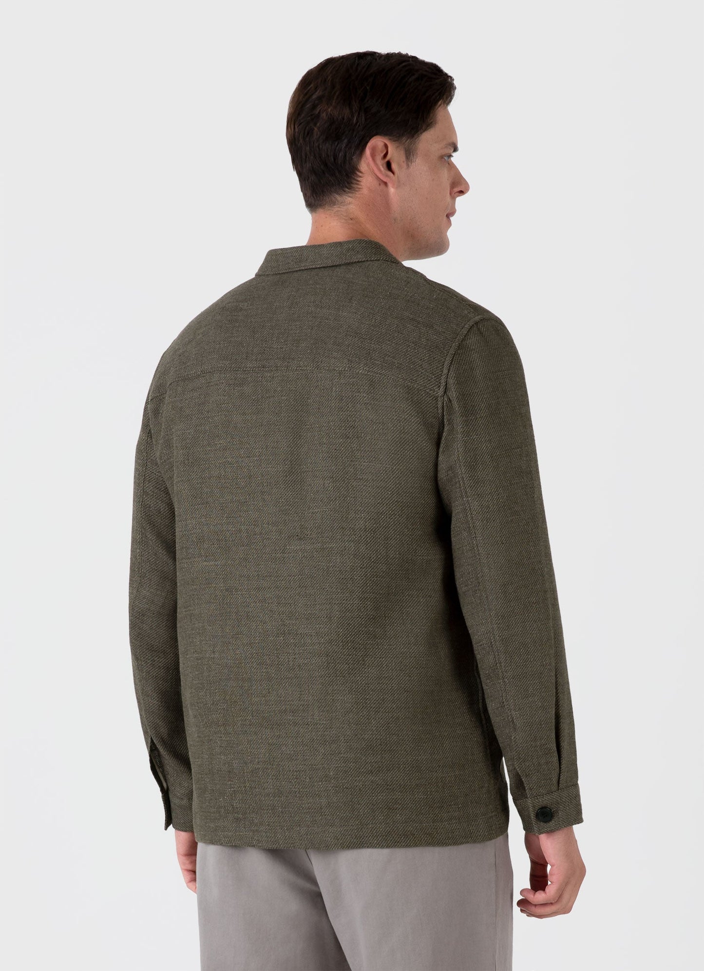 Mens Cotton Linen Twill Twin Pocket Jacket In Khaki Mjac7166 Gngy
