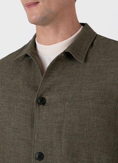 Mens Cotton Linen Twill Twin Pocket Jacket In Khaki Mjac7166 Gngy