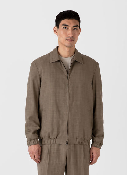 Mens Cotton Raffia Blouson Jacket In Dark Stone Mjac7167 Whdc