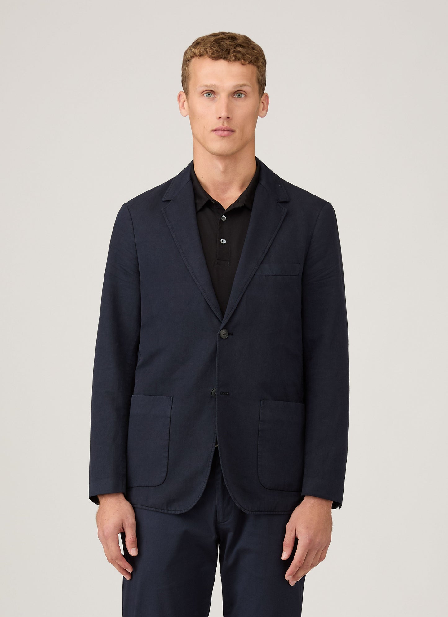 Mens Cotton Linen Unstructured Blazer In Navy Mjac7220 Buaa