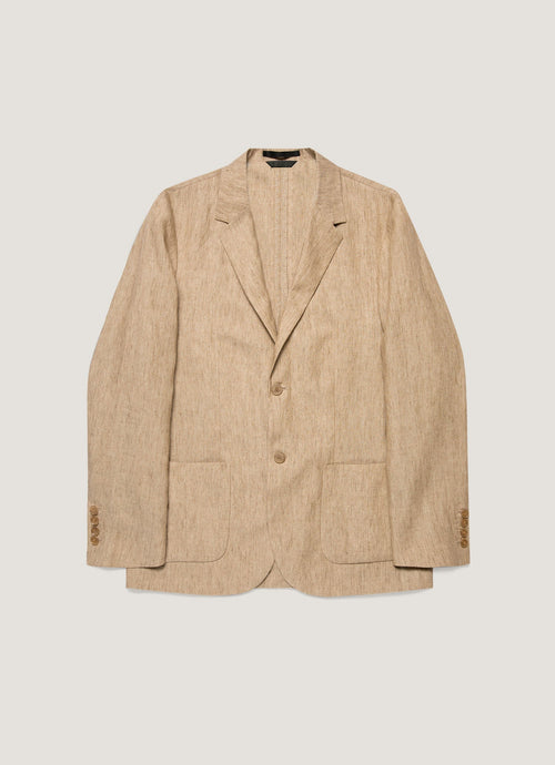 Mens Linen Blazer In Dune Melange Mjac7186 Brga