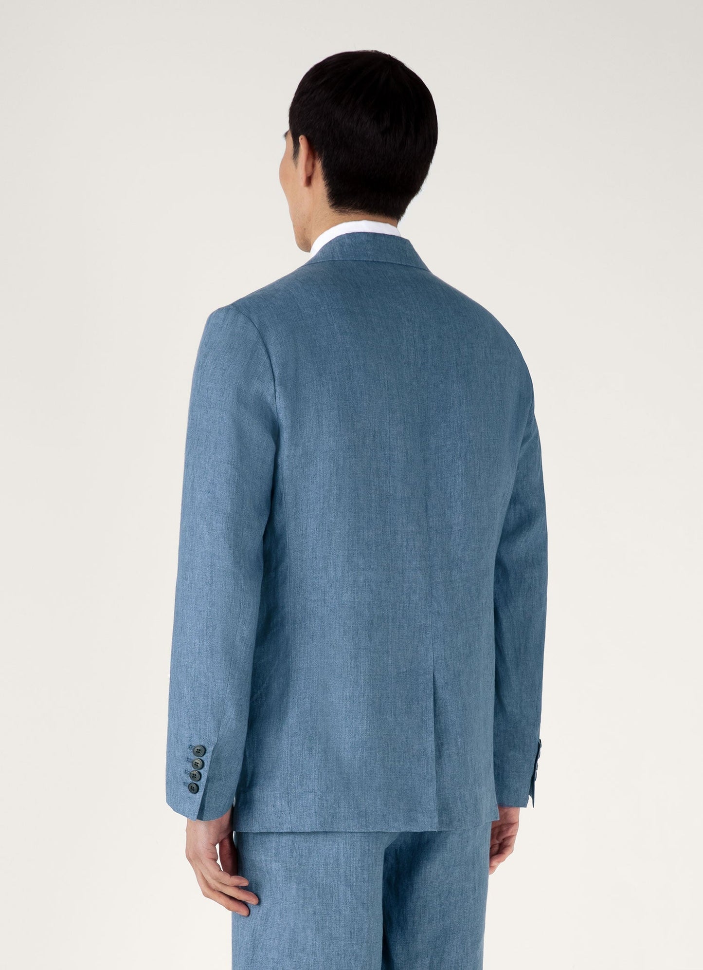 Mens Linen Blazer In Soft Denim Melange Mjac7186 Buwd