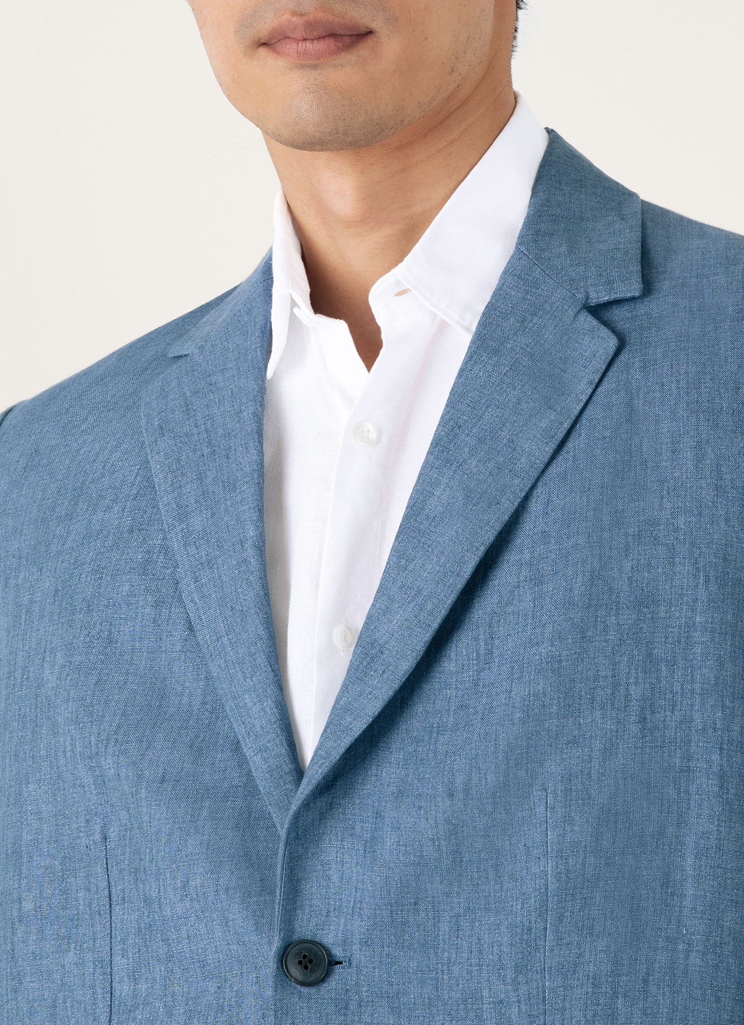 Mens Linen Blazer In Soft Denim Melange Mjac7186 Buwd