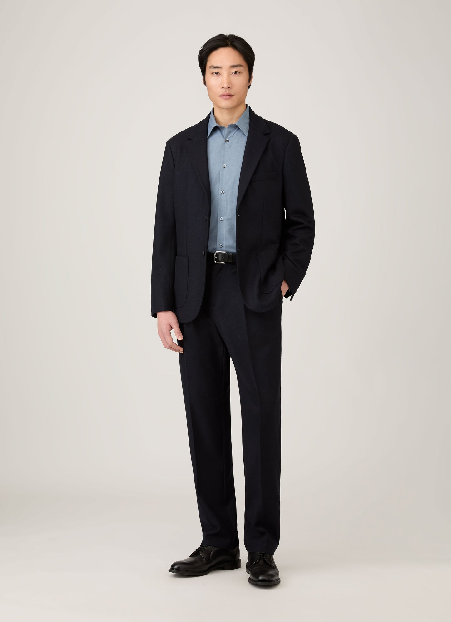 Mens Boiled Wool Blazer In Navy Mjac7192 Buaa
