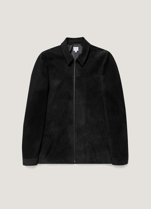Mens Suede Harrington Jacket In Black Mjac7196 Bkaa