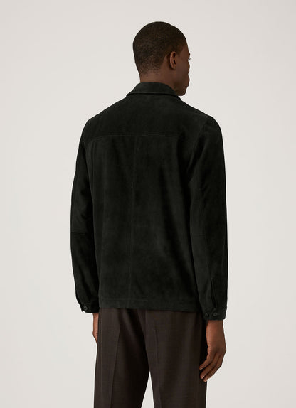 Mens Suede Harrington Jacket In Black Mjac7196 Bkaa