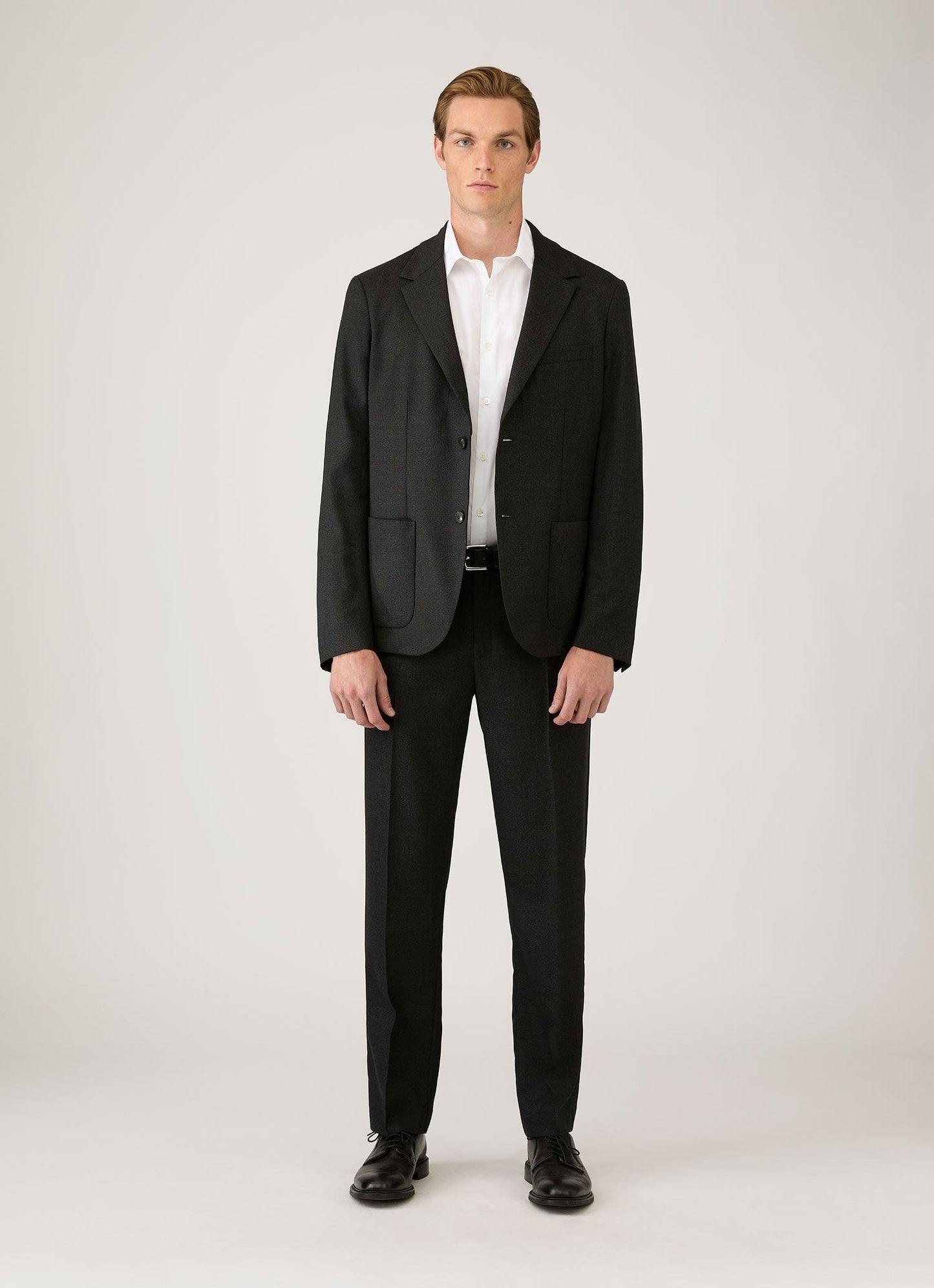Mens Lightweight Travel Wool Blazer In Dark Charcoal Melange Mjac7197 Gybg