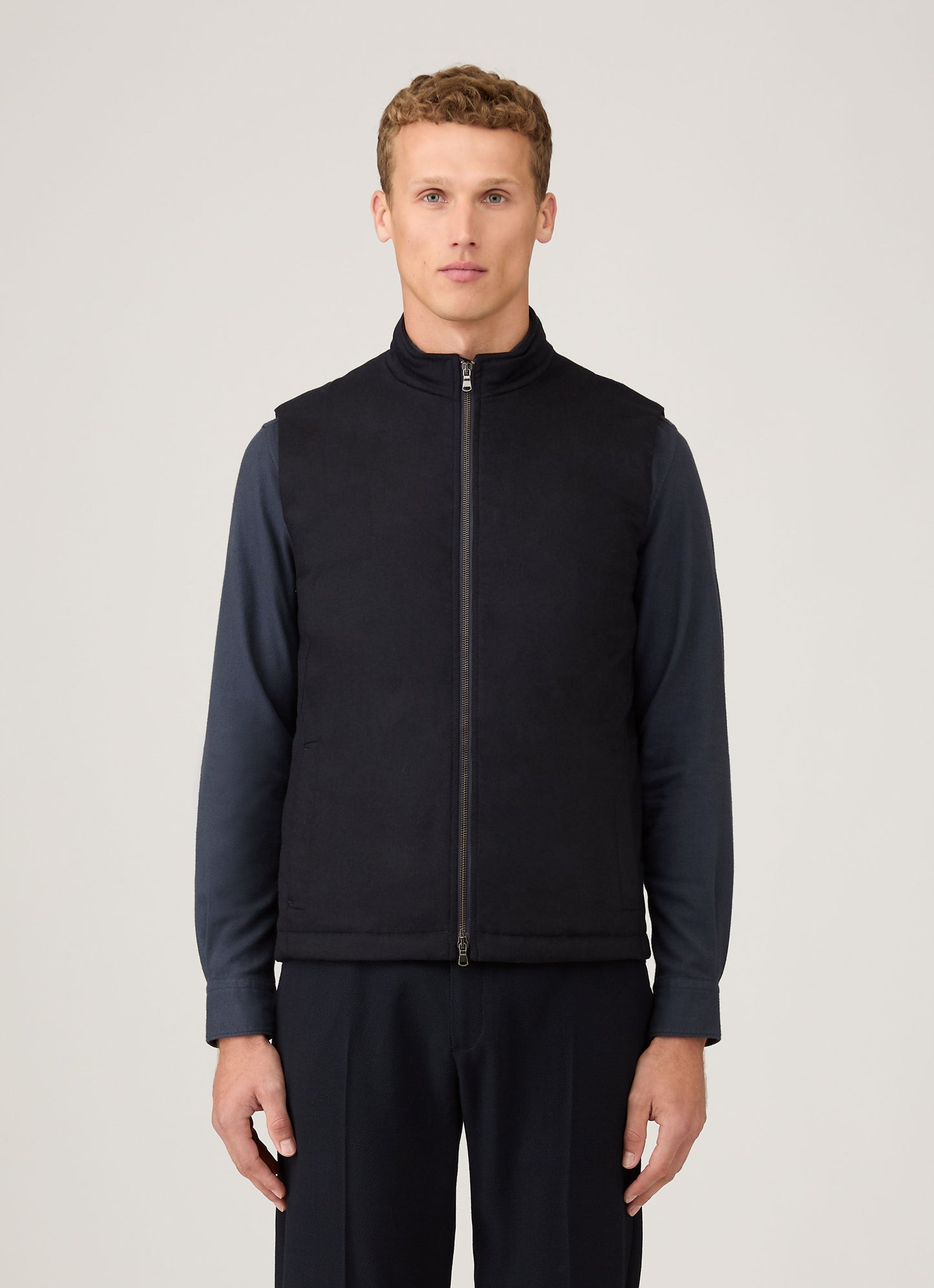 Mens Wool Cashmere Gilet In Navy Mjac7199 Buaa