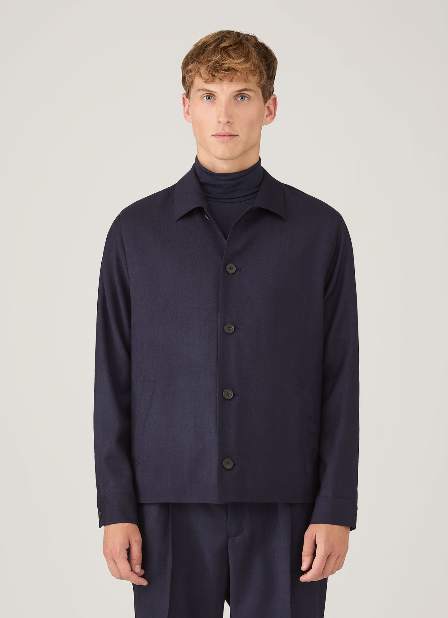 Mens Wool Twill Jacket In Navy Mjac7201 Buaa