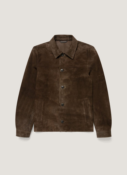 Mens Suede Jacket In Dark Brown Mjac7210 Brgz