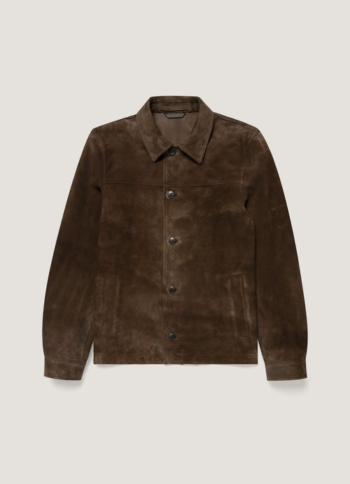 Mens Suede Jacket In Dark Brown Mjac7210 Brgz