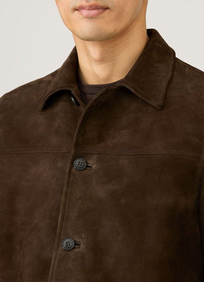 Mens Suede Jacket In Dark Brown Mjac7210 Brgz
