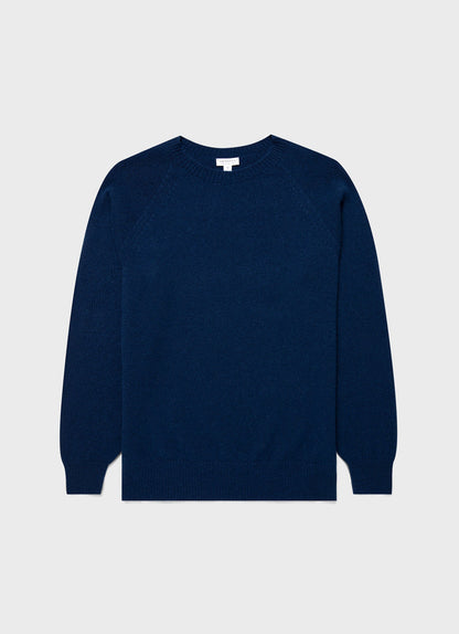 Mens Lambswool Crew Neck Jumper In Naval Blue Mjum8066 Buvm