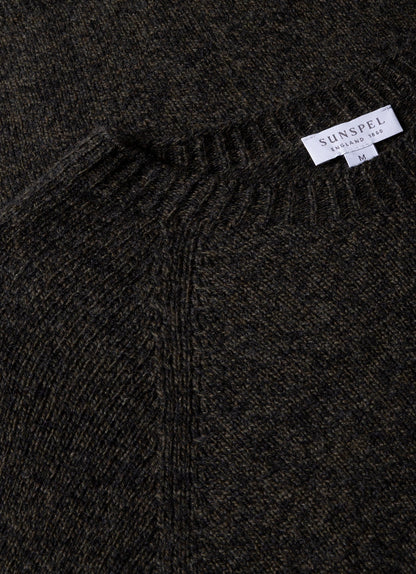 Mens Lambswool Crew Neck Jumper In Khaki Twist Mjum8066 Gnhq