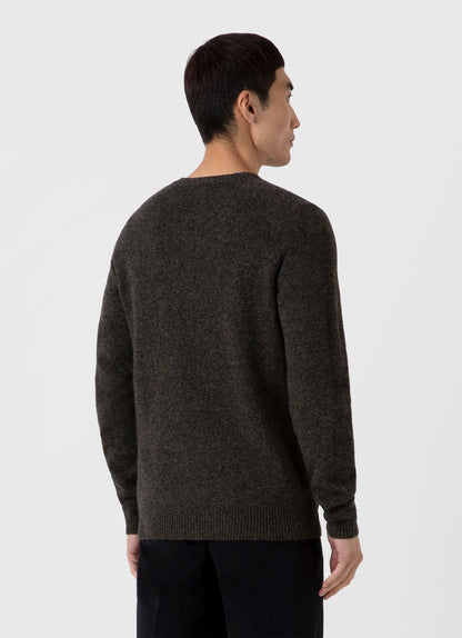 Mens Lambswool Crew Neck Jumper In Khaki Twist Mjum8066 Gnhq