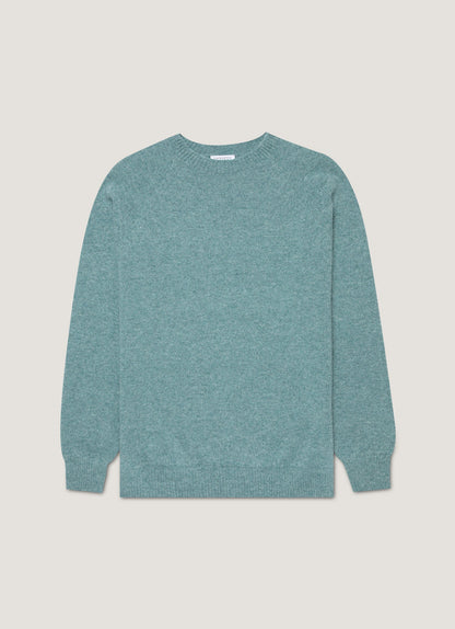 Mens Lambswool Crew Neck Jumper In Steel Green Mjum8066 Gniu