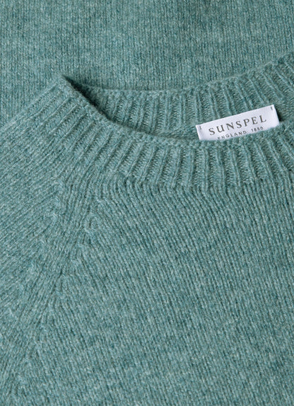 Mens Lambswool Crew Neck Jumper In Steel Green Mjum8066 Gniu