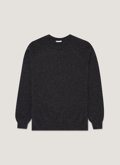 Mens Lambswool Crew Neck Jumper In Charcoal Melange Mjum8066 Gyad