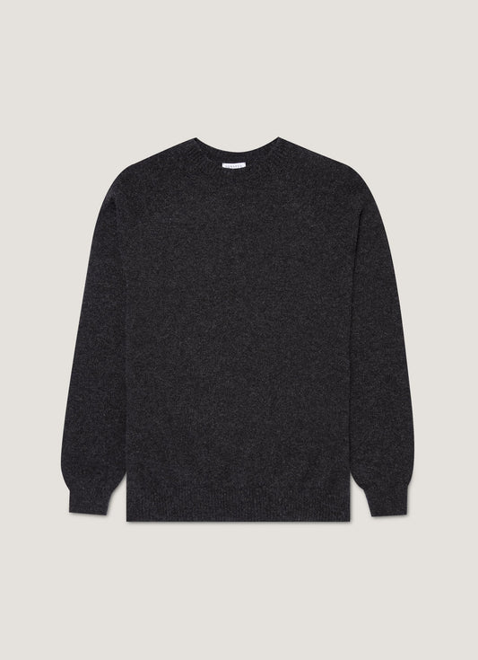 Mens Lambswool Crew Neck Jumper In Charcoal Melange Mjum8066 Gyad
