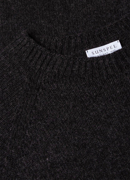 Mens Lambswool Crew Neck Jumper In Charcoal Melange Mjum8066 Gyad