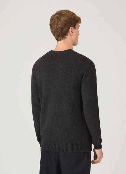 Mens Lambswool Crew Neck Jumper In Charcoal Melange Mjum8066 Gyad