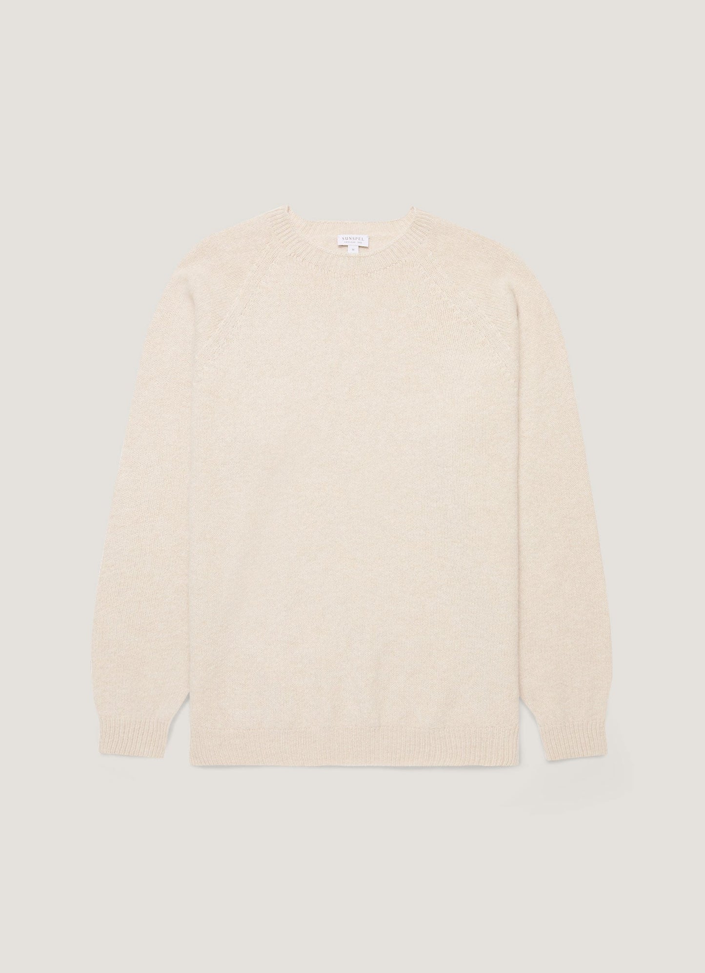 Mens Lambswool Crew Neck Jumper In Oatmeal Melange Mjum8066 Whic